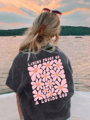 1pc Girls Floral Print Short Sleeve T-Shirt, Teen Casual Summer Top, Comfortable And Fashionable For Young Students