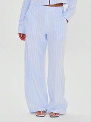 MUSERA Tailored Mid Rise Pinstripe Straight Leg Trousers Business Casual Elegant Business Casual Vacation Graduation Prom Wedding Guest Birthday Old Money Fall Work Office Back To School Night Out Going Out