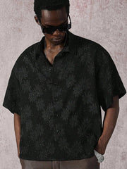 Camisa holgada de manga corta con estampado floral de jacquard de verano para hombre de Manfinity Streetrush