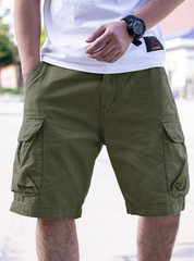 Pantalones cortos cargo holgados TECCULI Manfinity Homme para hombre con bolsillos laterales con solapa, ideal para la vuelta al cole.