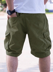 Pantalones cortos cargo holgados TECCULI Manfinity Homme para hombre con bolsillos laterales con solapa, ideal para la vuelta al cole.