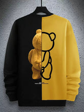 Manfinity Hypemode Men's Loose Fit Teddy Bear & Slogan Graphic Two Tone Thermal Lined Sweatshirt Clothes Bear Hoodie Winnie Pooh