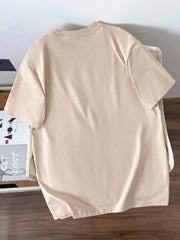 Camiseta de manga corta Manfinity Joysei Slim Fit para hombre, color caqui liso, con estampado de letras