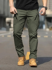 Pantalones tácticos TECCULI, pantalones casuales de trabajo para hombre, de primavera y verano, pantalones de entrenamiento rectos funcionales para exteriores.