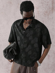 Camisa holgada de manga corta con estampado floral de jacquard de verano para hombre de Manfinity Streetrush