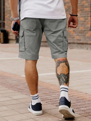 Pantalones cortos cargo informales TECCULI para hombre - Verde oliva, cintura con cordón, múltiples bolsillos, tela no elástica para correr, senderismo, ciclismo, pesca y actividades al aire libre.