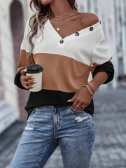 Sudadera EMERY ROSE con botones y bloques de color. Camiseta de manga larga para graduación y regreso a clases. Conjuntos para maestras.