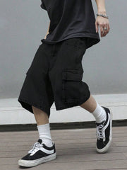 Manfinity EMRG Men's Straight Leg Casual Loose Fit Denim Shorts Jorts, Fashionable Streetwear