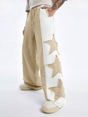 Pantalones deportivos largos, holgados y de pierna ancha con parches de doble estrella para hombre de AXEPEAK