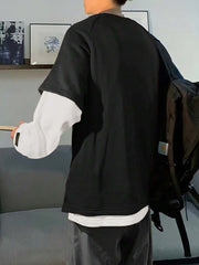 Manfinity Hypemode Relaxed Fit Men's 2 In 1 Colorblock Letter Patched Long Raglan Sleeve Going Out Casual Sweatshirt