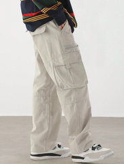 Pantalones casuales TECCULI con cordón para hombre, con elegantes bolsillos con solapa y diseño multibolsillos, cómodos y a la moda, perfectos para actividades al aire libre, corte holgado.