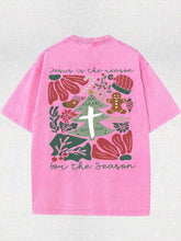 Men's Retro Washed T-Shirt, Jesus Is Printed This Season, Simple And Versatile, Street Fashion, Novel Style, Pure Cotton Round Neck T-Shirt