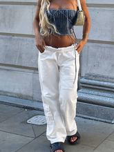 TECCULI Women's Casual Versatile Solid Color Straight Leg Cargo Pants, Comfortable High Waist Trousers for Daily Wear & Outdoor Activities