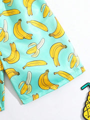 Bañador para niños preadolescentes, estampado de plátano, tejido, pantalones cortos de playa, ropa de playa para niños