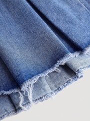 Falda vaquera plisada con dobladillo sin rematar para niñas preadolescentes de Girlism, estilo Y2K, conjuntos bohemios de primavera y verano.