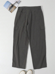 Pantalones cargo TECCULI DAZY con bolsillos laterales y solapa para hombre, para la vuelta al cole