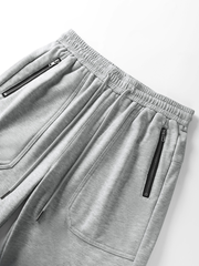 TECCULI Manfinity Homme Loose Men's Flap Pocket Side Drawstring Elastic Waistband Sweatpants Long Cargo Plain Light Grey Going Out Casual, Back To School