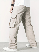 Pantalones cargo con bolsillo y cordón ajustable en color liso para hombre de TECCULI Manfinity Homme, ideales para la vuelta al cole.