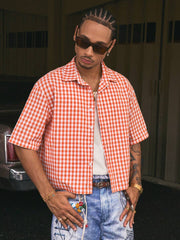 Camisa de manga corta a cuadros para hombre AXEPEAK, ideal para verano, edición urbana