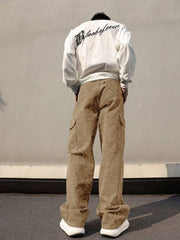 Pantalón cargo multibolsillos para hombre, corte holgado con estampado cruzado, ideal para playa, informal, deportes, actividades al aire libre, jogging, corte recto y holgado, ideal para cualquier temporada, estilo urbano, regalo para novio o esposo.