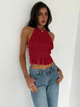 Aloruh Women's Adjustable Tie Strap Ruched Layered Semi-Sheer Romantic Date Cropped Camisole, Concert Outfit Women