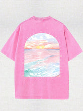 Con una camiseta lavada en la calle retro, su amabilidad es nueva. Estampado de cruz rosa de playa, ropa sencilla, estampado inspirador, ropa personalizada.