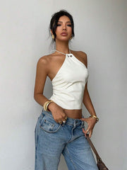 Aloruh - Camiseta sin mangas de color liso para mujer, 1 pieza, moderna para el verano