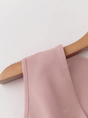 Women's Elegant Sleeveless V-Neck Suit Jacket, Fashionable Front Button Waistcoat Jacket For All Seasons