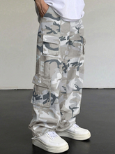 Pantalones cargo TECCULI de camuflaje vintage Y2K para hombre, con bolsillos multisolapa, corte holgado, estilo casual para exteriores, cintura media con tapeta, tejido de poliéster no elástico, largo regular, estilo hip-hop urbano.