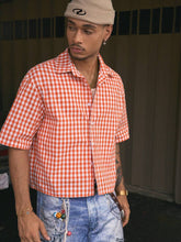 AXEPEAK Men's Plaid Short Sleeve Shirt, Suitable For Summer, Streetwear Edition