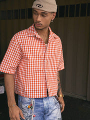 Camisa de manga corta a cuadros para hombre AXEPEAK, ideal para verano, edición urbana