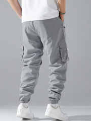 Pantalones cargo holgados TECCULI Manfinity Hypemode para hombre con bolsillos de solapa, cintura con cordón y bolsillos laterales, ideal para la vuelta al cole.