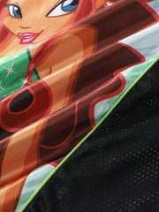 ROMWE MEN Winx Club X ROMWE - Camiseta deportiva de manga corta con diseño de anime y bloques de color, malla y gráfico, para hombre