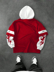 Manfinity Sporsity Men's Vintage Chicago Letter Graphic Distressed Contrast Hoodie, Collegiate Style