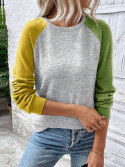 Sudadera de manga raglán con bloques de color de Emery Rose, camisetas de manga larga para graduación, atuendos para la vuelta al cole, trajes de profesora para mujer, ropa para la vuelta al cole.