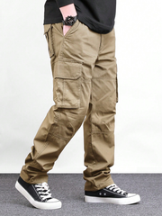 TECCULIManfinity Homme - Pantalones cargo rectos de color liso para hombre, pantalones cargo holgados para hombre, pantalones cargo para hombre, pantalones cargo para hombre, regreso a clases