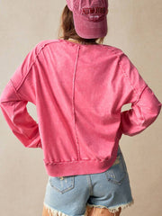 Sudadera informal de punto de color liso para mujer de Bohemela, cuello redondo, manga larga y corte holgado