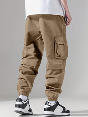 Pantalones cargo TECCULI para niño preadolescente, casuales, de moda, con cordón en la cintura, estilo universitario para la temporada de regreso a clases.