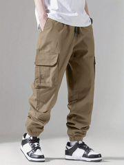 Pantalones cargo TECCULI para niño preadolescente, casuales, de moda, con cordón en la cintura, estilo universitario para la temporada de regreso a clases.