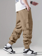 Pantalones cargo TECCULI para niño preadolescente, casuales, de moda, con cordón en la cintura, estilo universitario para la temporada de regreso a clases.