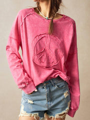 Sudadera informal de punto de color liso para mujer de Bohemela, cuello redondo, manga larga y corte holgado