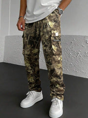 Pantalones casuales holgados con bolsillo cargo y estampado de ramas de árbol Manfinity LEGND para hombre, pantalones de camuflaje para hombre, pantalones cargo para hombre, pantalones de camuflaje para hombre