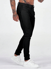 TECCULI Elegant Gentlemen's High-End Trousers, Men's Premium Business Solid Color Versatile Commuter Slim Fit Casual Pants, Suitable As Gift For Husband Or Boyfriend