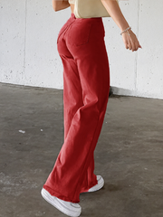 TECCULI High-Waisted Straight-Leg Casual Jeans Women's New Spring 2025 European and American E-commerce Best Seller Cross-border Amazon