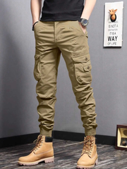 Pantalones cargo TECCULI Manfinity Homme con bolsillos laterales y solapa para hombre, de vuelta al cole