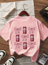 1pc Girls Short Sleeve Bow Print Pullover T-Shirt, Comfortable & Fashionable Summer Top For Student & Young Lady