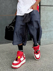 TECCULI Men's Pocket Solid Color Loose Fit Denim Casual Shorts, Summer Short Jeans For Men