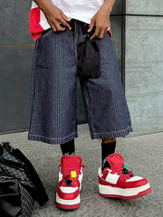 TECCULI Men's Pocket Solid Color Loose Fit Denim Casual Shorts, Summer Short Jeans For Men