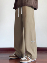 TECCULI Men's Corduroy Straight Leg Pants, Comfortable Casual Loose Solid Color Versatile Long Trousers, Spring & Autumn