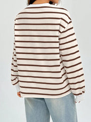 Sudadera con capucha EZwear Spring White Stripe Print con hombros caídos para graduación, regreso a clases, graduación, trajes para maestras para mujer, regreso a clases.